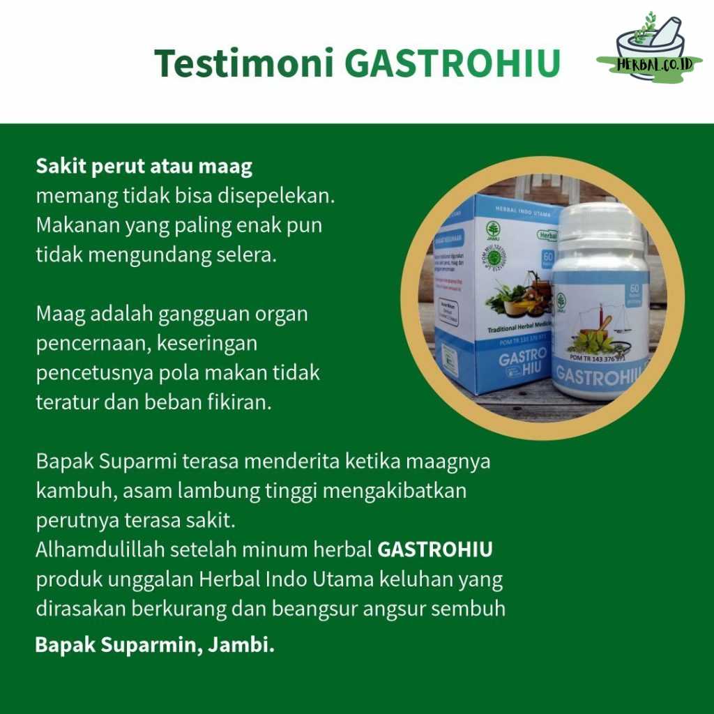 Testimoni GASTROHIU, Mengobati Maag